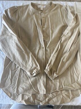 MICHAEL Michael Kors Tan Band-Collar Button-Front Shirt